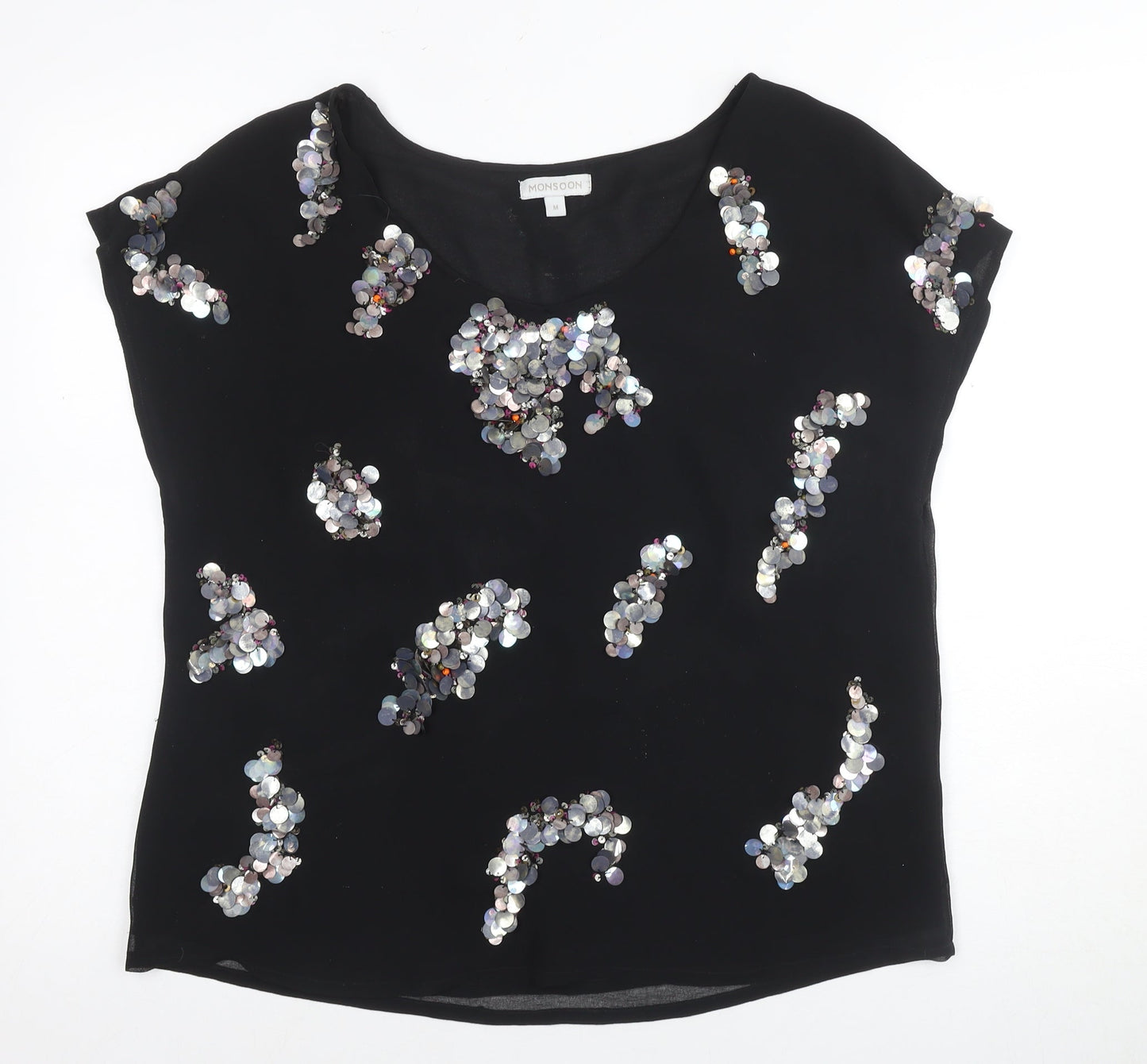 Monsoon Women's Black Sequin Blouse - Size M