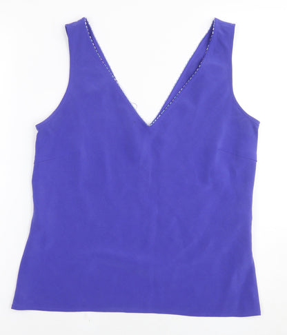 Additional front view of August Silk Women's Purple Sleeveless V-Neck Tank