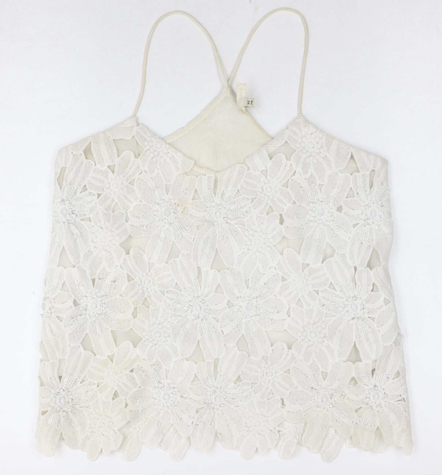 River Island Women's White Lace Camisole Size 8