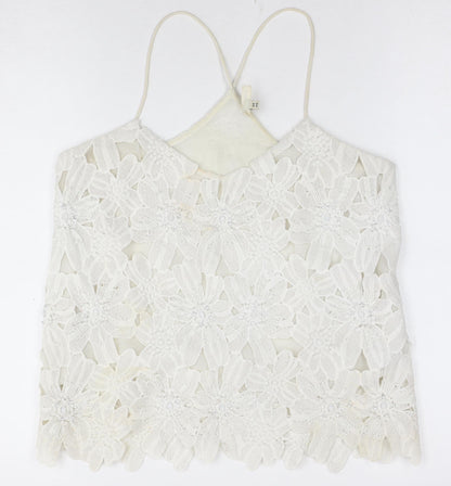 River Island Women's White Lace Camisole Size 8