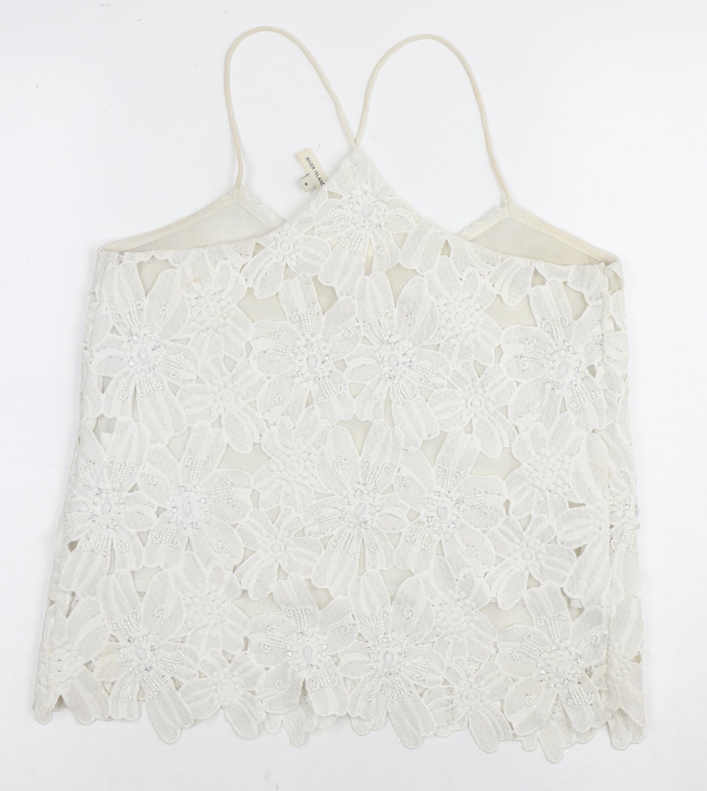 River Island Women's White Lace Camisole Size 8