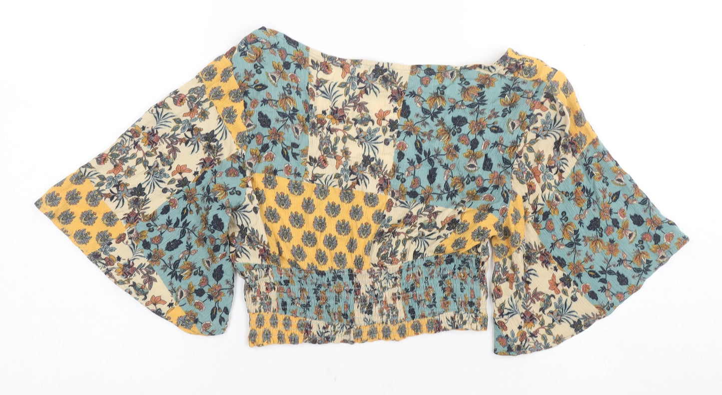 Pull&Bear Women's Floral Wrap Blouse, Size 12