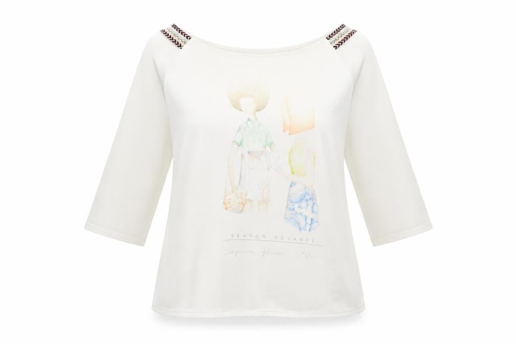Zara Women's White Artistic T-Shirt Size 12