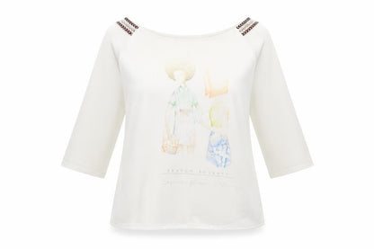 Zara Women's White Artistic T-Shirt Size 12