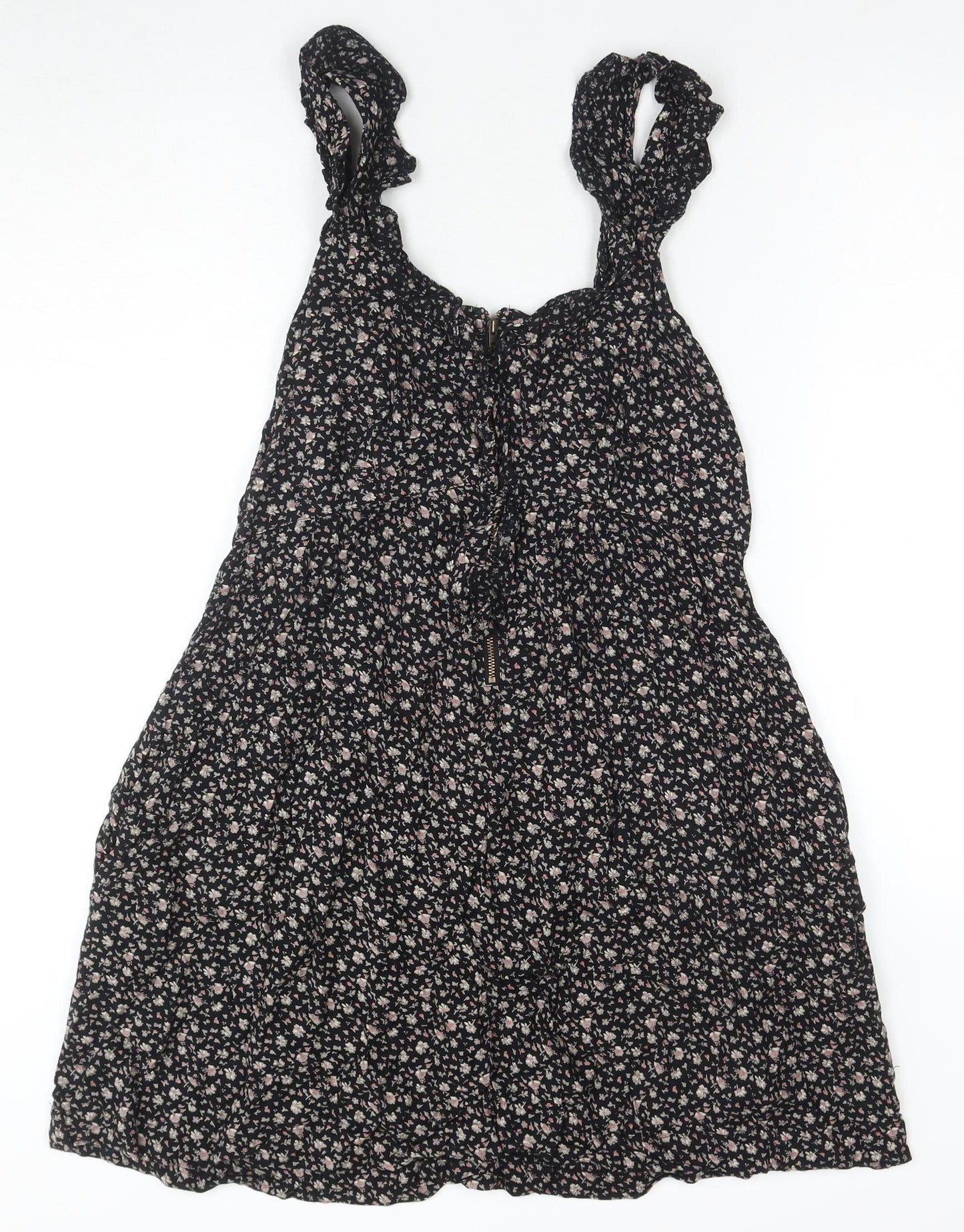 Floral A-Line Women's Black Dress, Size 10