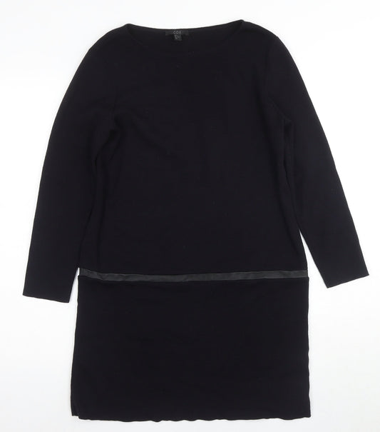 COS Women's Black Knit Shift Dress, Size 8, Knee Length