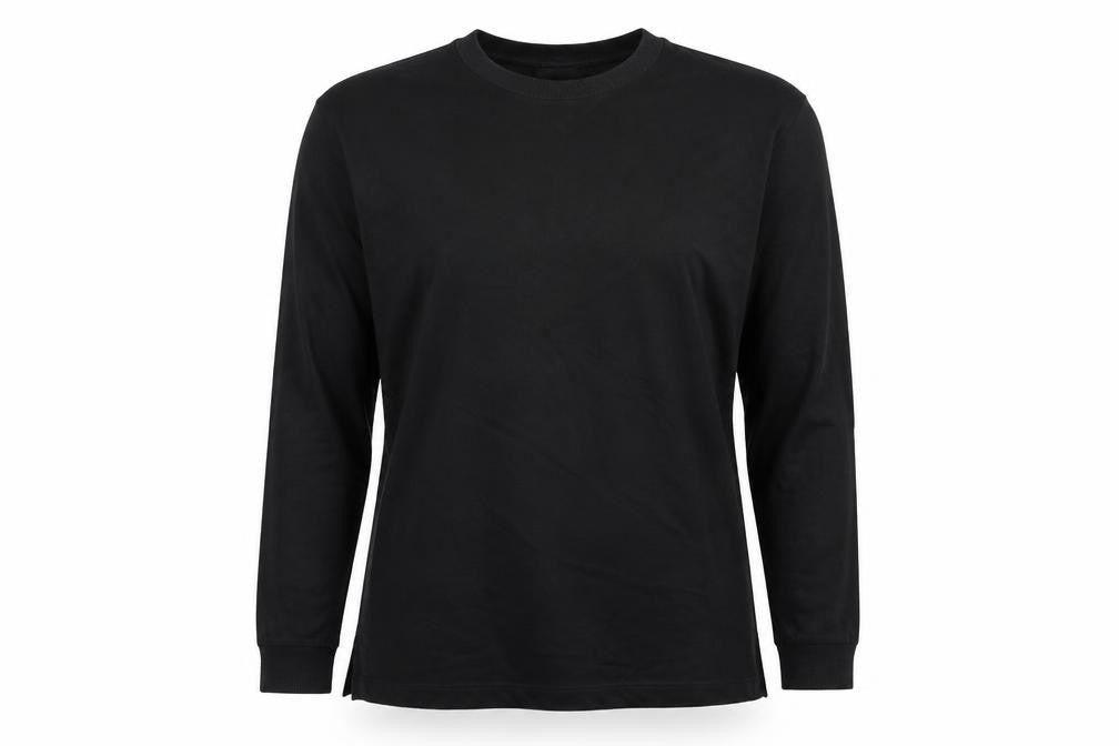 ASOS DESIGN Black Long Sleeve Cotton Tee, Size 8