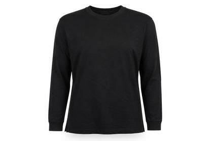 Front view of ASOS DESIGN Black Long Sleeve Cotton Tee, size 8