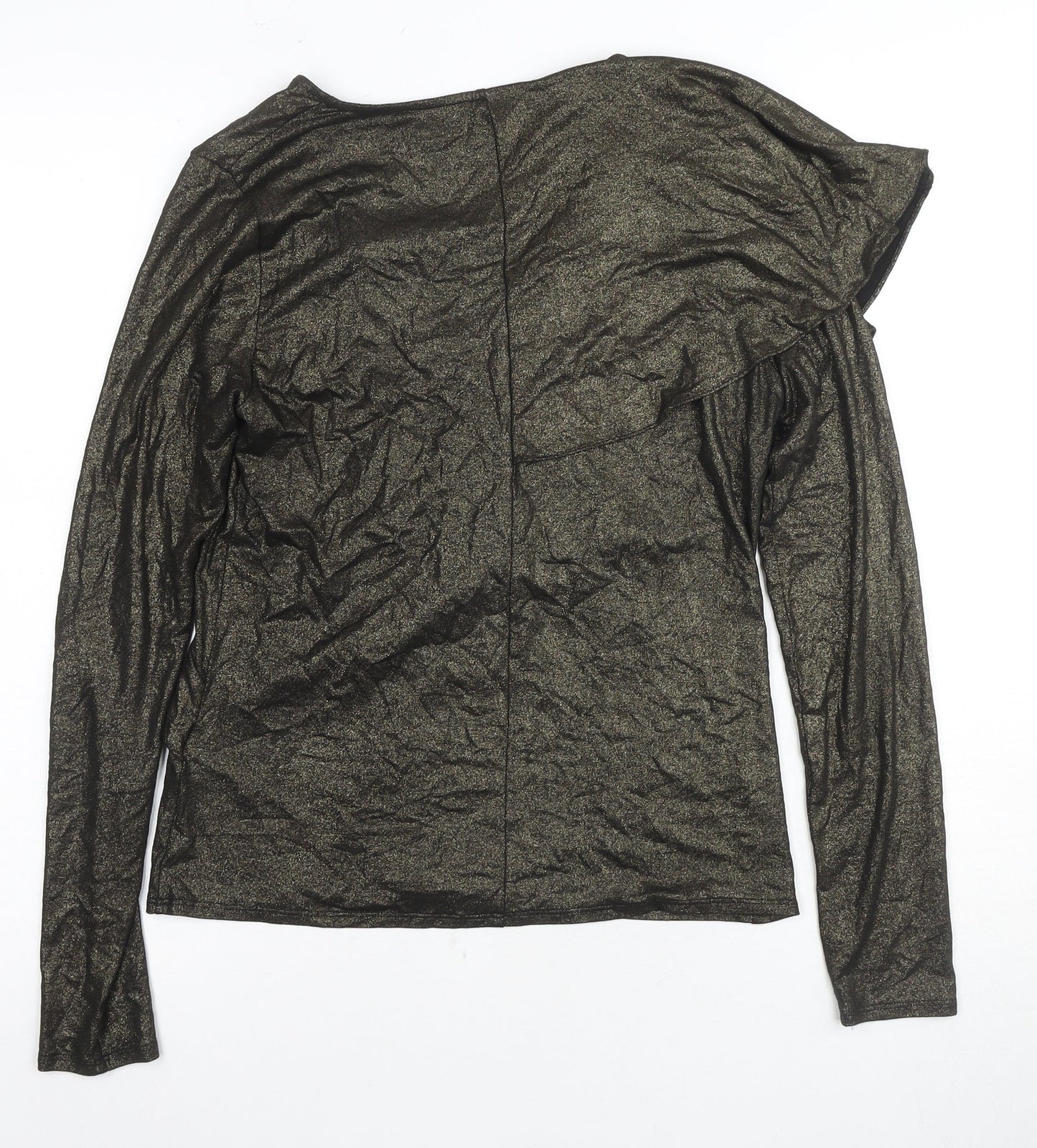 Karen Millen Women's Gold Wrap Blouse Size 10 V-Neck Party