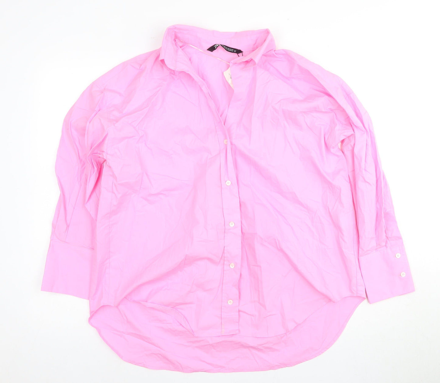 Zara Women's Pink Collared Shirt Dress XS