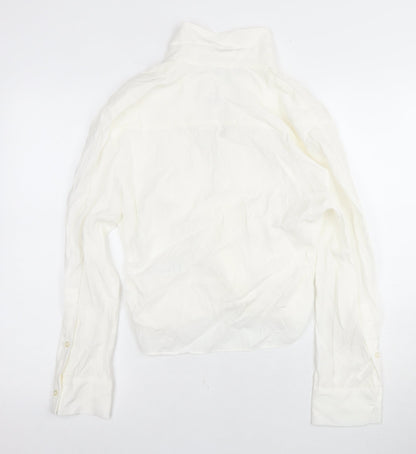 Zara Women's White Blouse, Size M, Collared, Casual