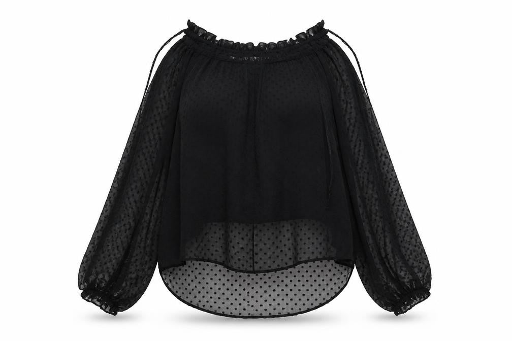 Oasis Women's Black Polka Dot Blouse - Size 8, Chiffon