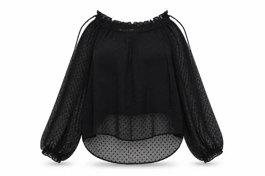 Oasis Women's Black Polka Dot Blouse - Size 8, Chiffon