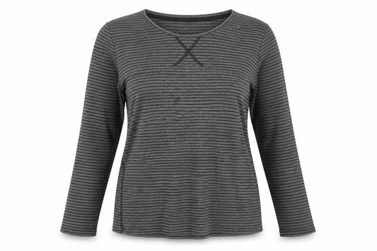 Liz Claiborne Women's Grey Striped Jersey T-Shirt M