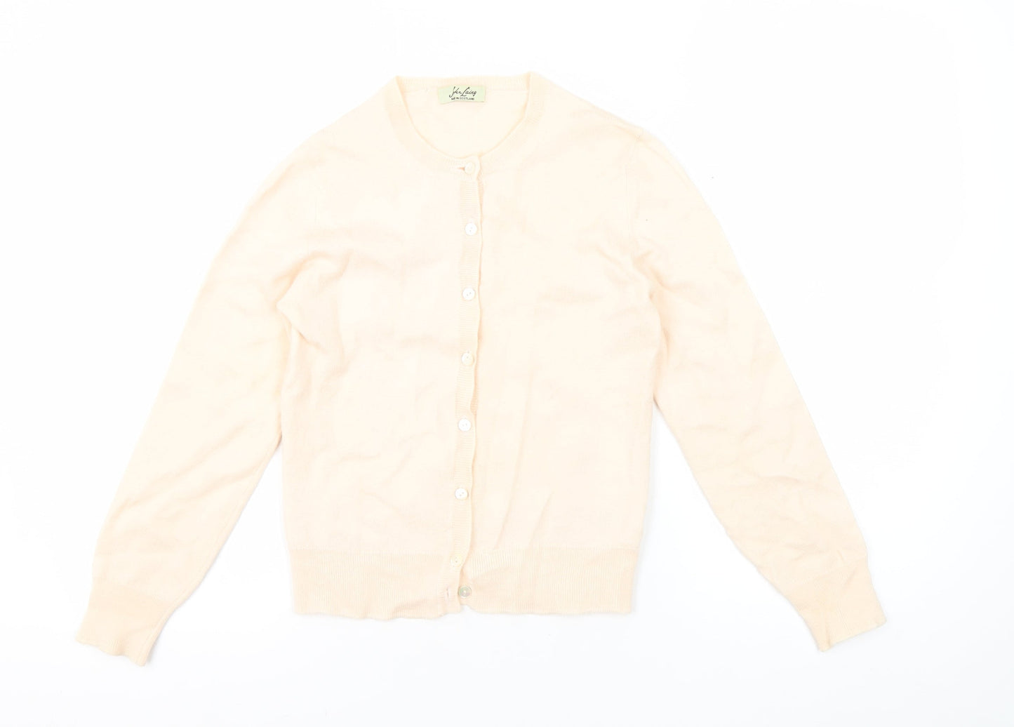 John Laing Women's Cardigan Ivory Wool Silk Size 5