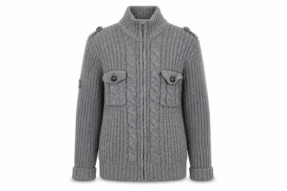 Peter Werth Grey Wool Full Zip Men's Jumper L