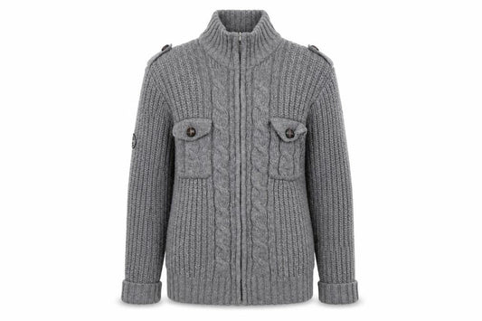 Peter Werth Grey Wool Full Zip Men's Jumper L