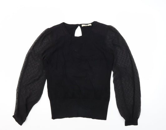 Oasis Women's Black Blouse S Solid Basic Casual