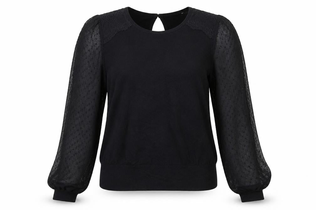 Oasis Women's Black Blouse S Solid Basic Casual