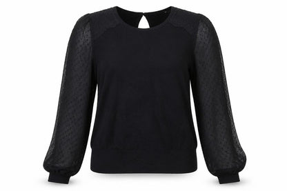 Oasis Women's Black Blouse S Solid Basic Casual