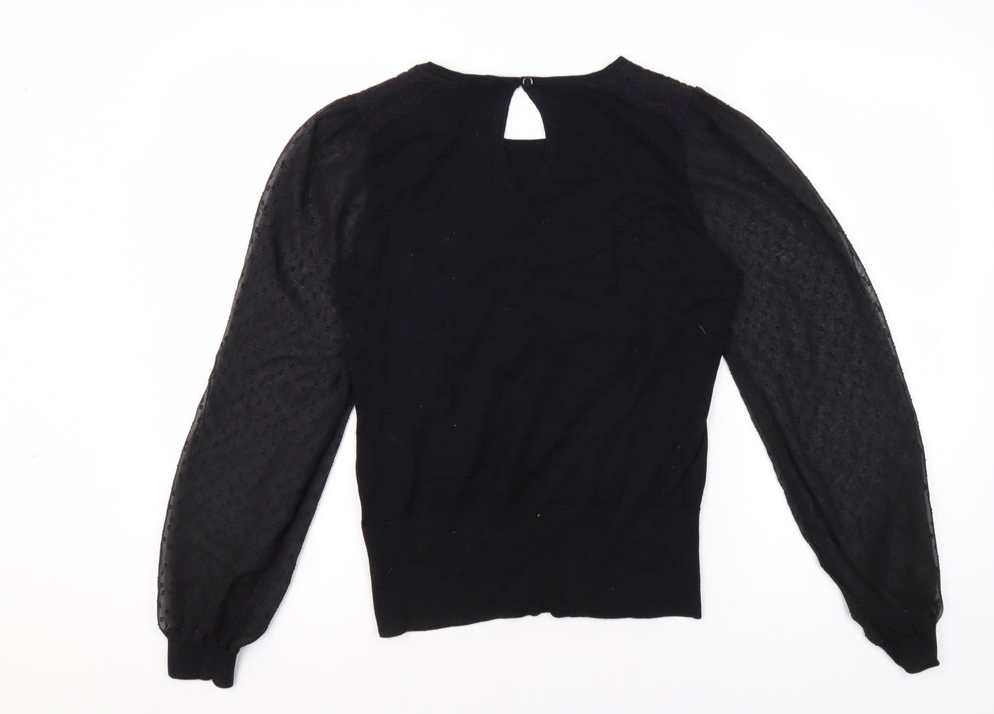Oasis Women's Black Blouse S Solid Basic Casual
