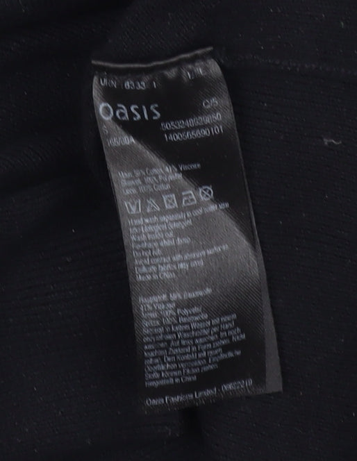 Oasis Women's Black Blouse S Solid Basic Casual