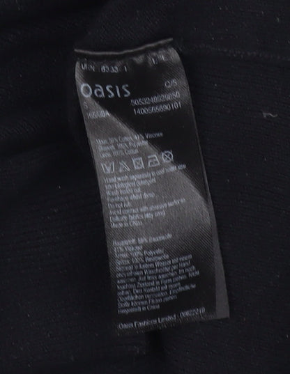 Oasis Women's Black Blouse S Solid Basic Casual