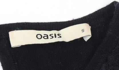 Oasis Women's Black Blouse S Solid Basic Casual