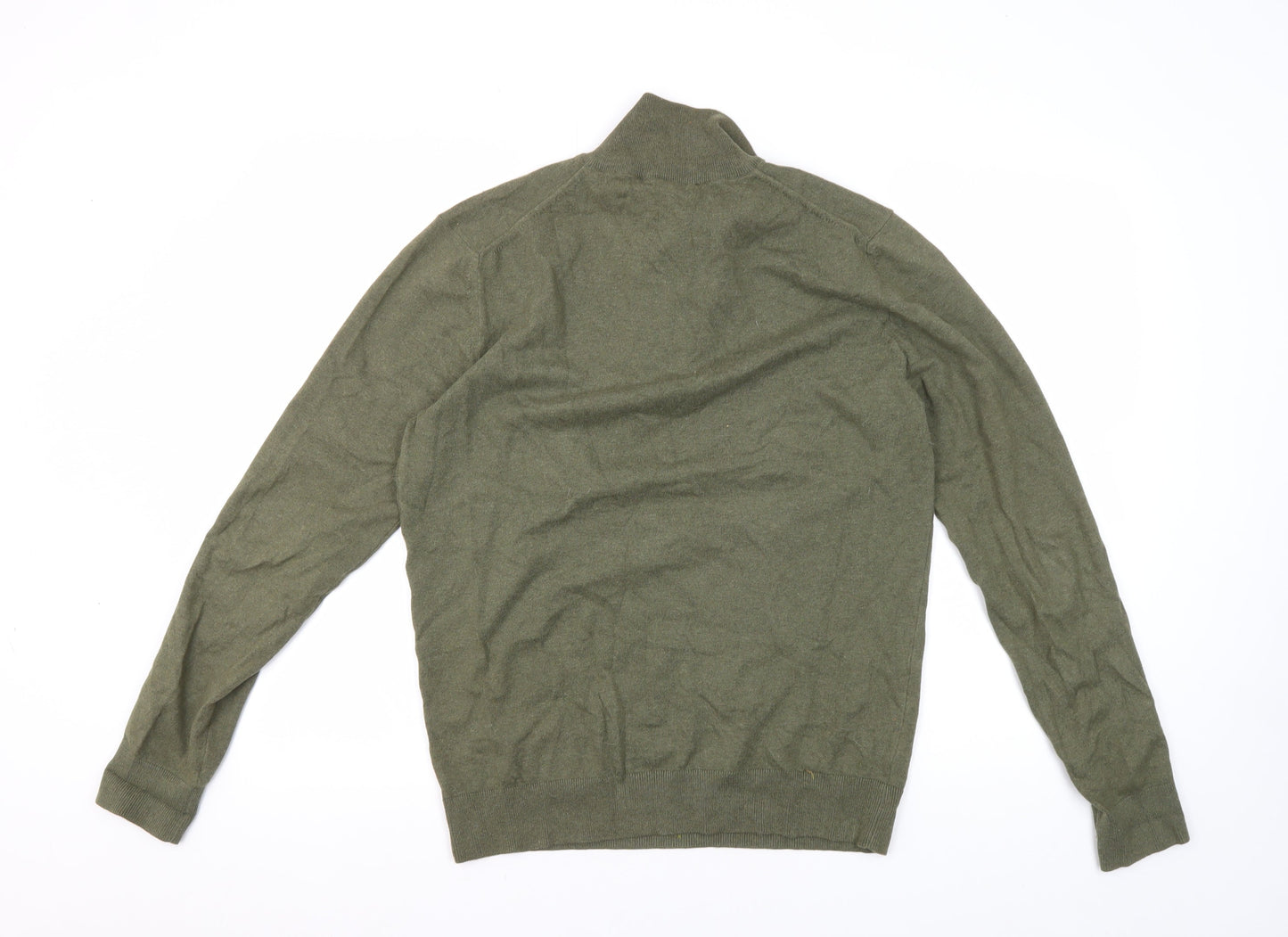 French Connection Men's Green Sweatshirt, Size S, 1/2 Zip