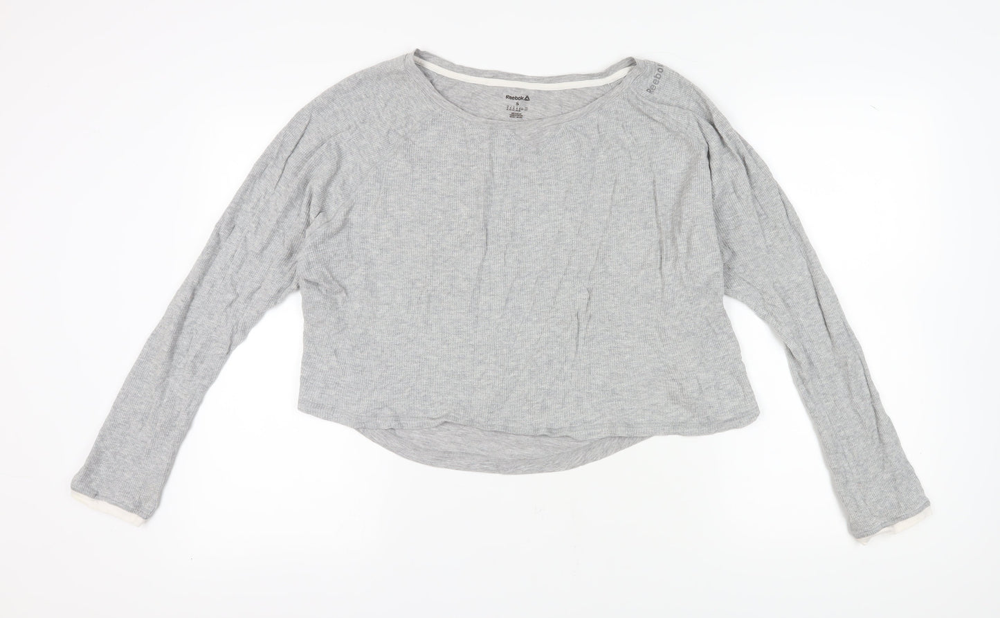 Reebok Women's Grey Long Sleeve Cotton T-Shirt S