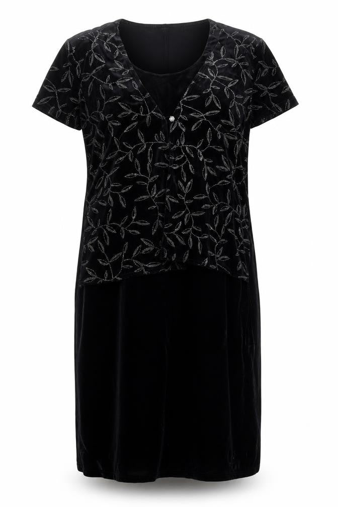 Kathie Lee Women Black Velvet Sheath Dress Large