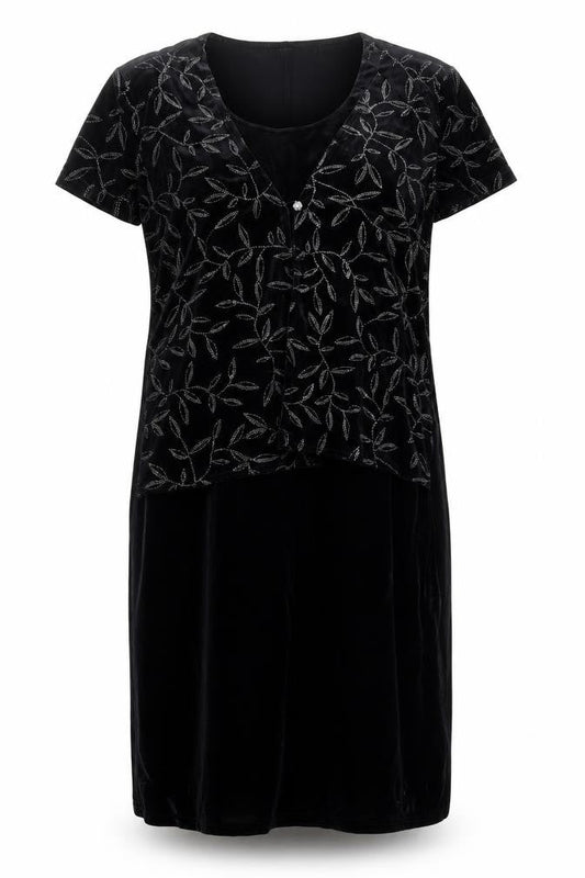 Kathie Lee Women Black Velvet Sheath Dress Large