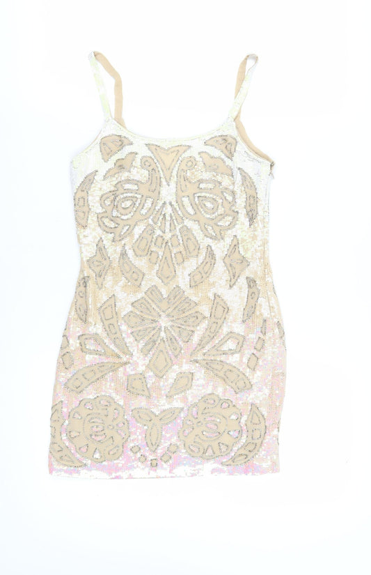 Needle & Thread Women Beige Slip Dress Size 6 Party/Cocktail