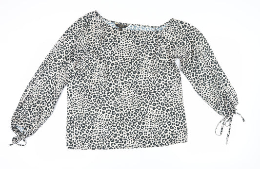 Lipsy Women's Leopard Print Long Sleeve Blouse - Size 18