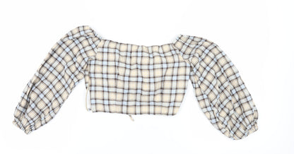 Zara Women's Multicoloured Cropped Check Top