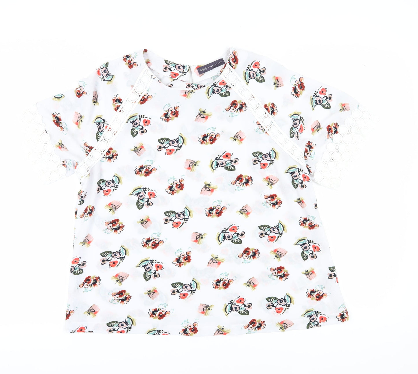 Marks and Spencer Women Ivory Floral Blouse, Size 14