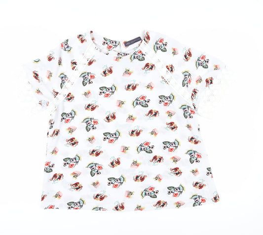 Marks and Spencer Women Ivory Floral Blouse, Size 14