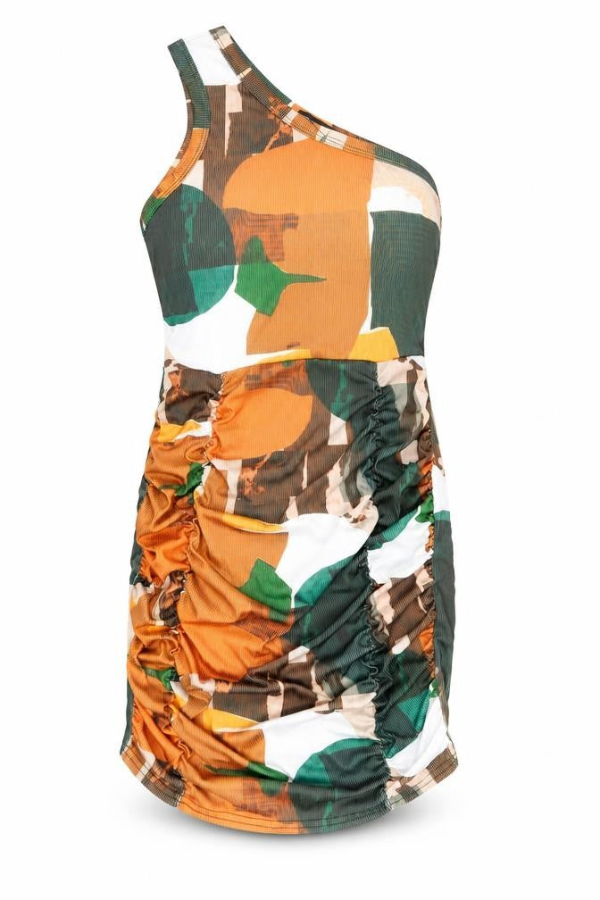 PRETTYLITTLETHING Women’s Multicoloured Geometric Bodycon Dress Size 12