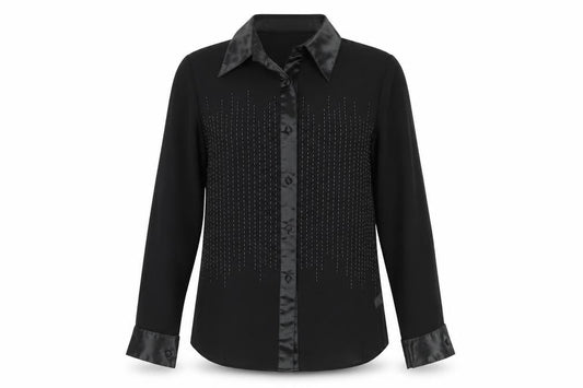 Front view of Kaleidoscope Black Button-Up Women's, size 10, Shirt