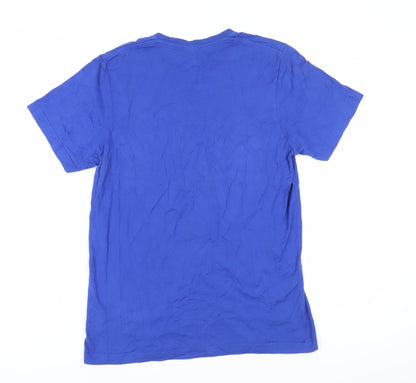 Back view of Adidas Men's Blue Medium Graphic T-Shirt
