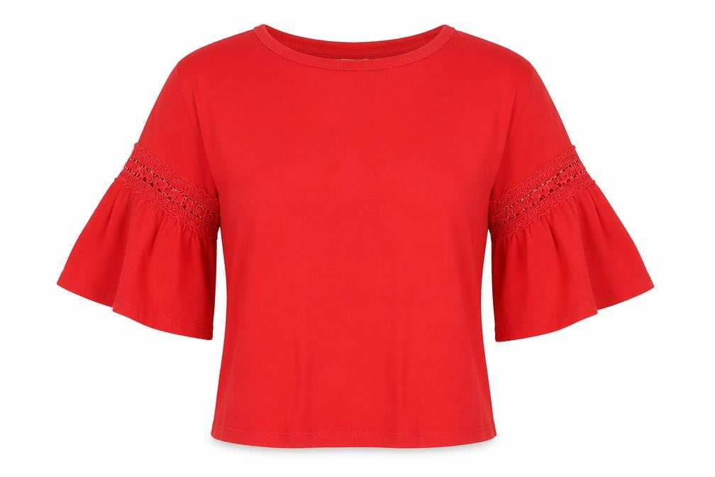 Marks & Spencer Women's Red Bell Sleeve T-Shirt