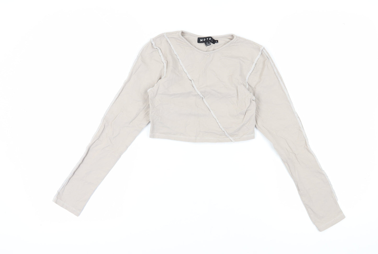 Motel Women's Beige Cropped Blouse Size S