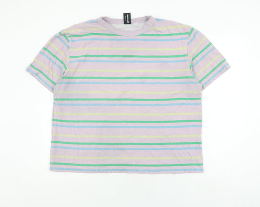 Collusion Women's Multicoloured Striped T-Shirt Size 18