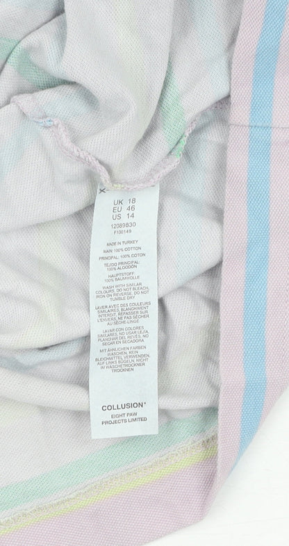 Collusion Women's Multicoloured Striped T-Shirt Size 18