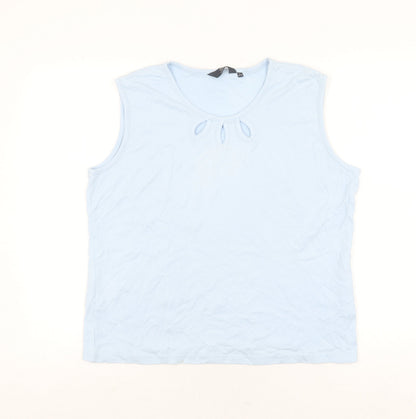 ISLE Women's Blue Cotton Sleeveless Tank Top L