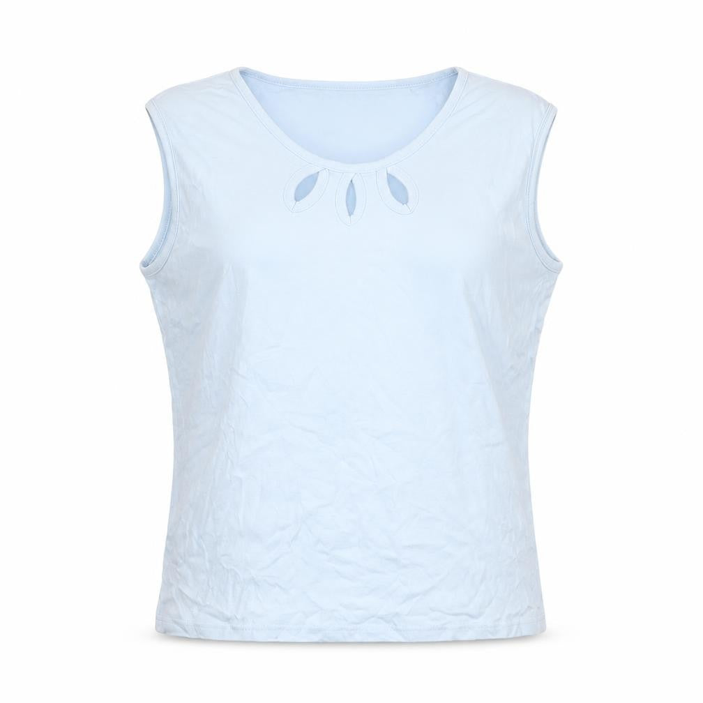 ISLE Women's Blue Cotton Sleeveless Tank Top L