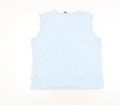 ISLE Women's Blue Cotton Sleeveless Tank Top L