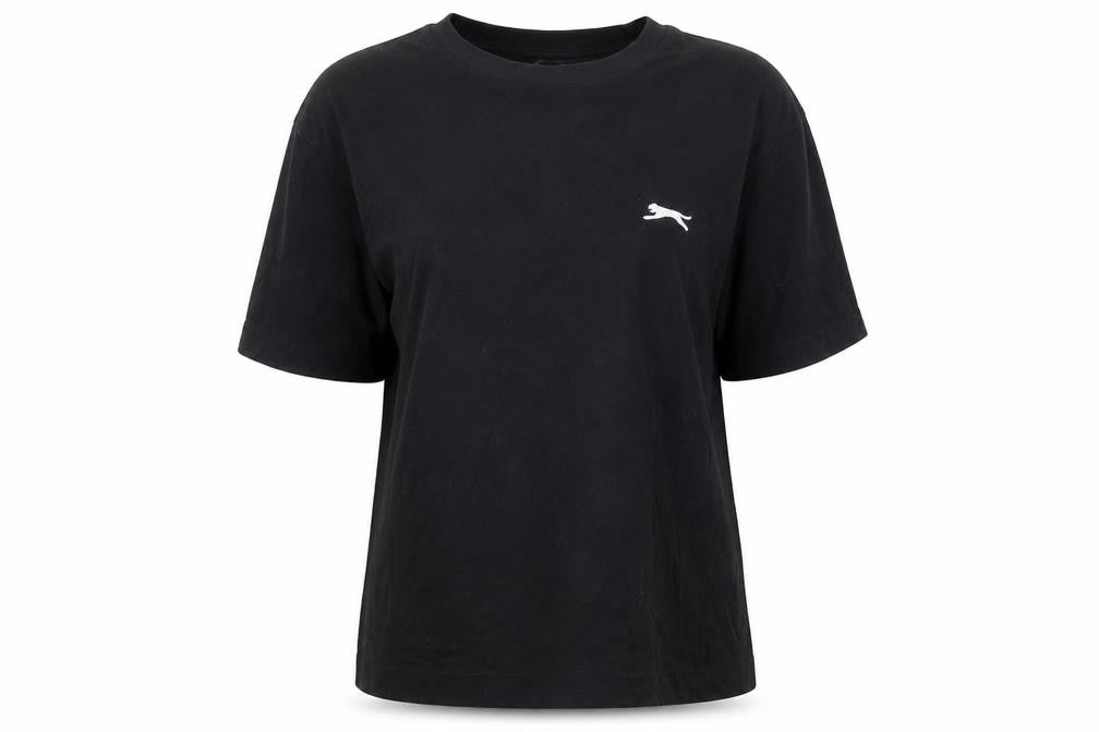 Slazenger Women's Black T-Shirt UK 8 Short Sleeve Crew Basic