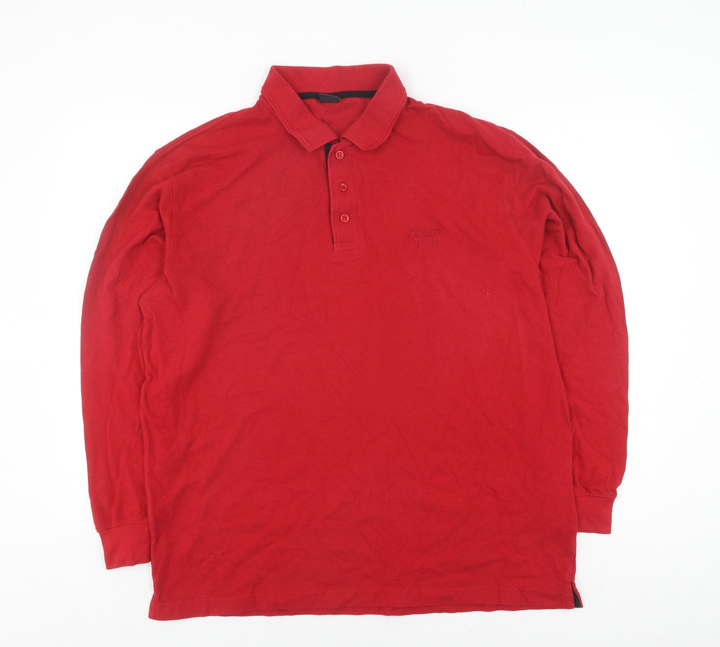 Cotton Traders Men's Red Henley Sweatshirt L