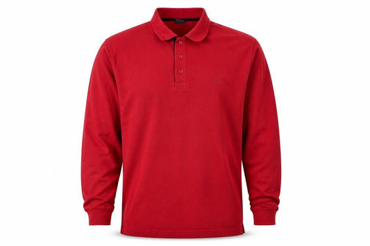 Cotton Traders Men's Red Henley Sweatshirt L